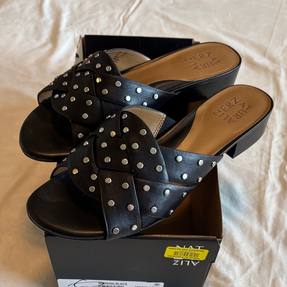 Naturalizer Black Studded Mules excellent Condition Worn once, too big for me.